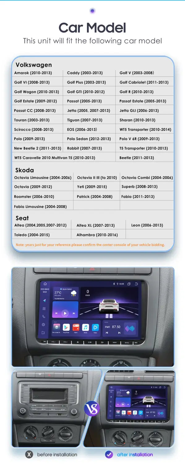 Android Car Multimedia for VW GOLF 5 POLO 6 PASSAT B6 CC