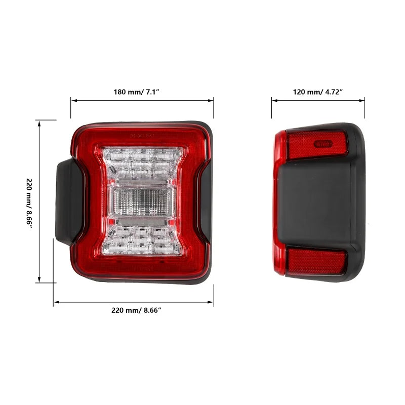 2Pcs LED Car Tail Light Rear Turn Signal Reverse Light for