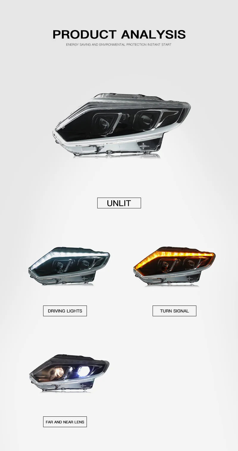 Car Headlight Assembly for Nissan X-TRAIL 2014-2016 LED