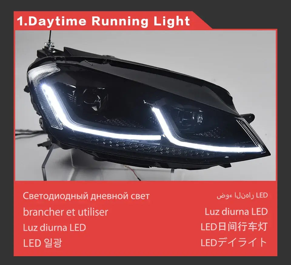 VW Golf 7 MK7 LED Headlight Golf7.5 R LINE Design DRL Hid