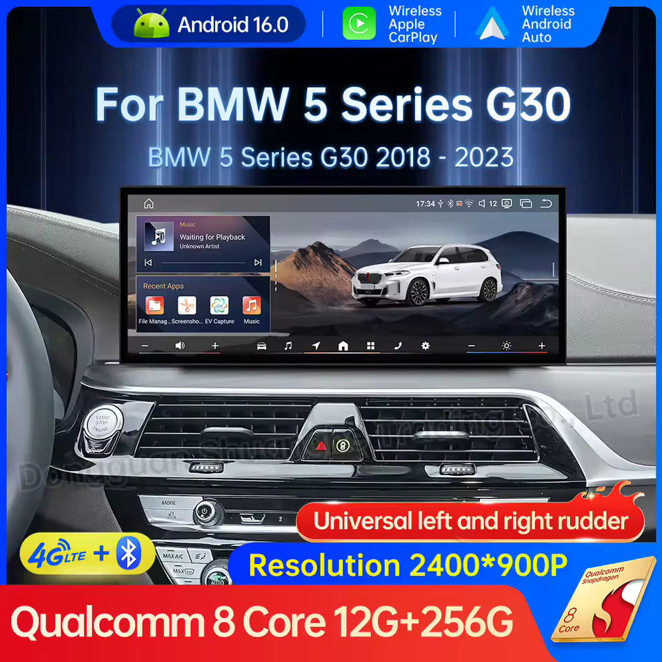 Car Radio Video Multimedia Player for BMW 5 Series 6 Series G30 G32 2018 - 2023 EVO System Carplay Auto Android 16 Navi GPS NO 2 DINS