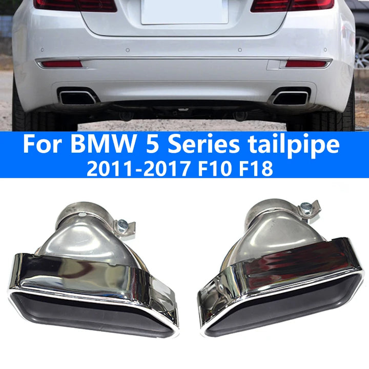 For 2011 to 2017 BMW 5 Series F10 F18 535 Round Mouth Exhaust Pipe Upgrade Square Port Black Muffler Tip Nozzle