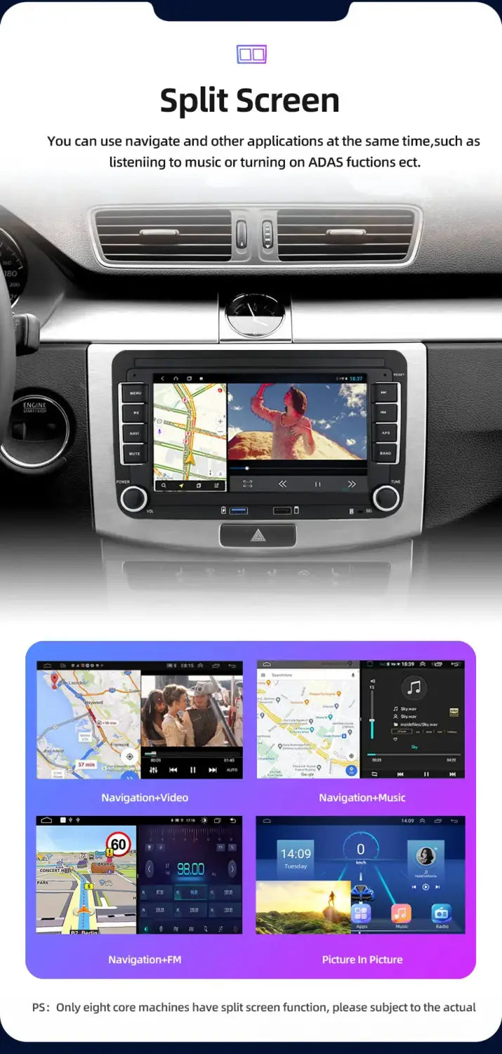 2 Din Android Car Radio GPS 4G Wifi DSP Carplay for VW