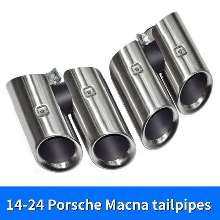 Suitable for Porsche Macan exhaust pipe upgrade round hole GTS quad out stainless steel black muffler tip nozzle exhaust head