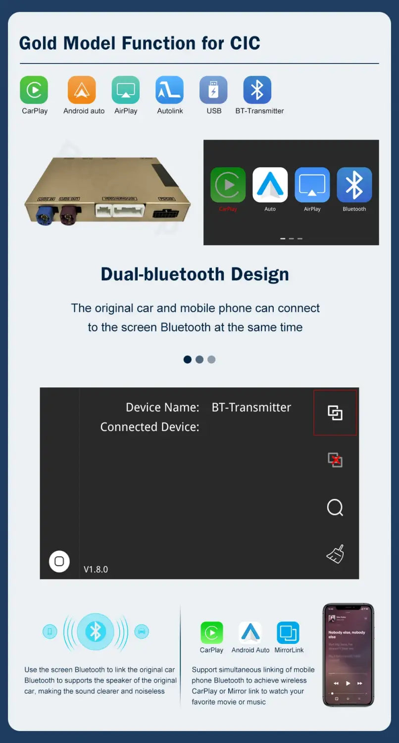 Wireless Carplay Android Auto for BMW Z4 E89 CIC EVO System