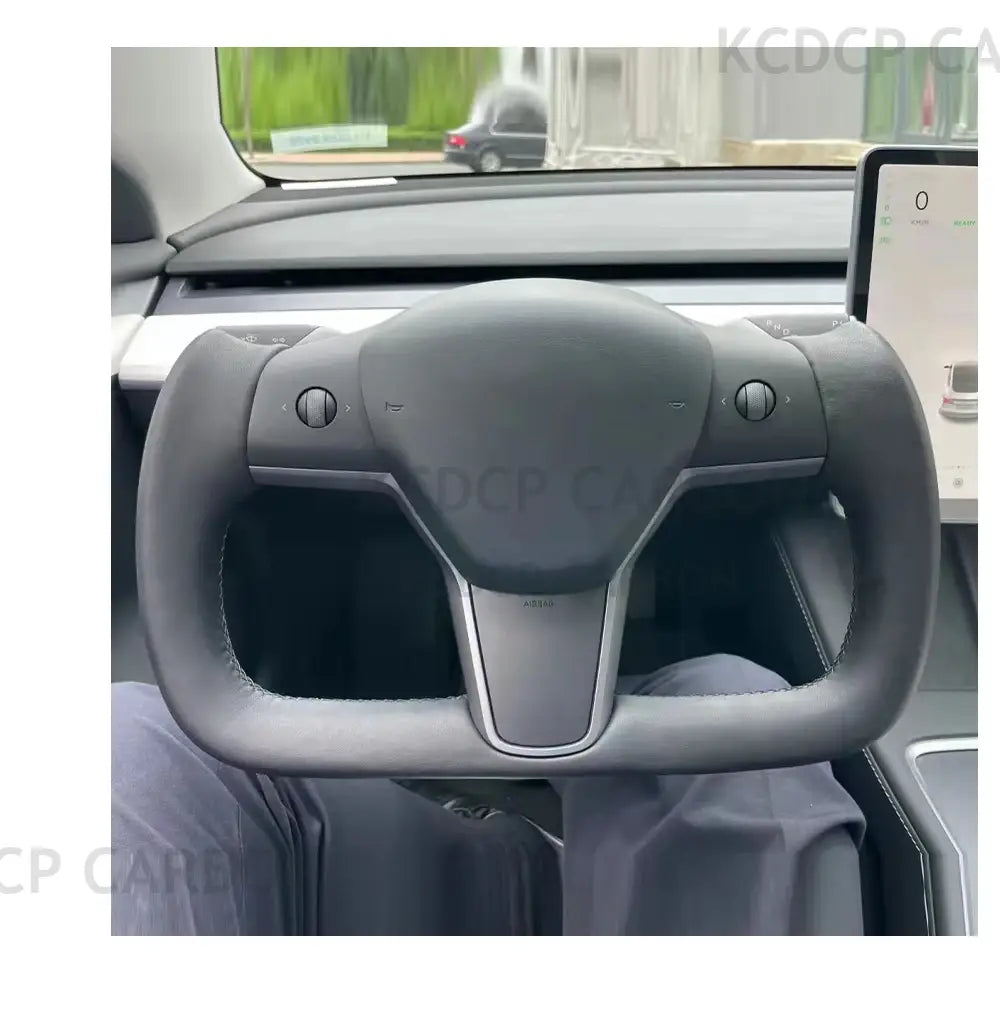 Full Leather Yoke Steering Wheel for Tesla Model 3 Model Y X