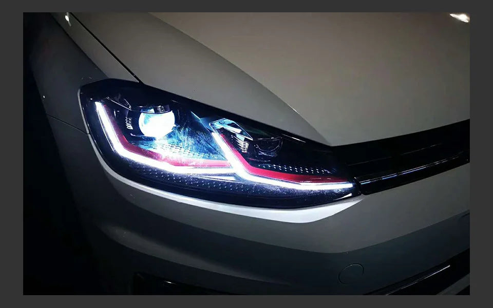 VW Golf 7 MK7 LED Headlight Golf7.5 R LINE Design DRL Hid