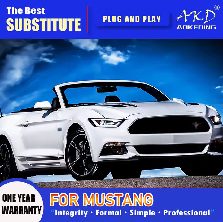 AKD Head Lamp for Ford Mustang LED Headlight 2015-2017 Headlights Mustang DRL Turn Signal High Beam Angel Eye Projector Lens