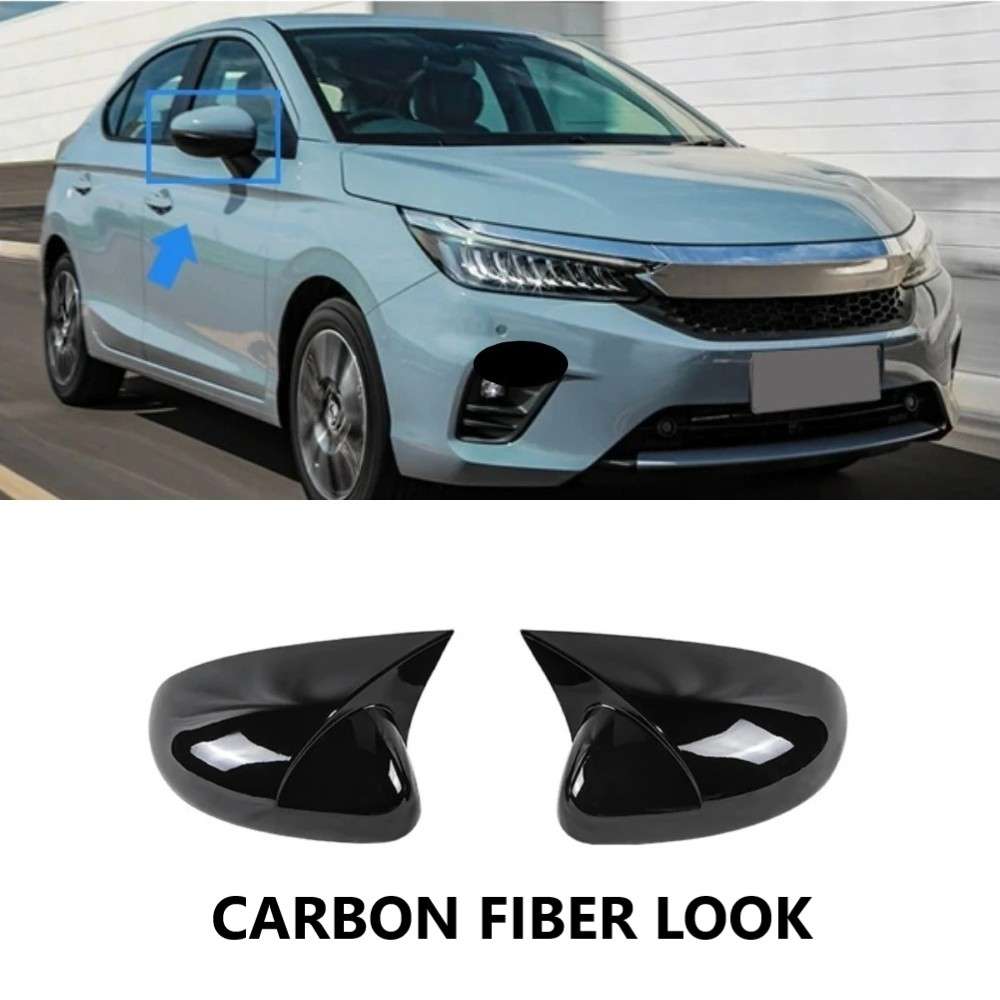 Car Craft Compatible With Honda City 2022-2024 Side Rear View Case Wing Cap Shell Housing Mirror Covers 3m Tape Pasting Style Ar-mr-016 Cf Carbon Fiber Look CC-8070 - CAR CRAFT INDIA