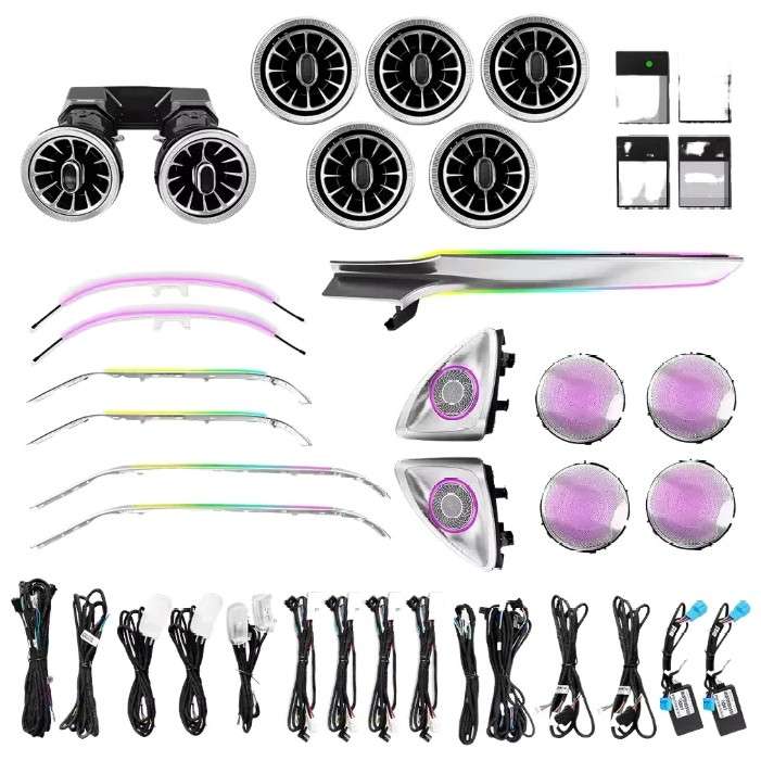 Car Craft Compatible With Mercedes C Class W205 2015-2022 Ambient Ambiance Led Light Vents Speaker Decorative Interior Kit 64 Colors Atmosphere Lamp Kits Rhd Car 7 In 1 - CAR CRAFT INDIA