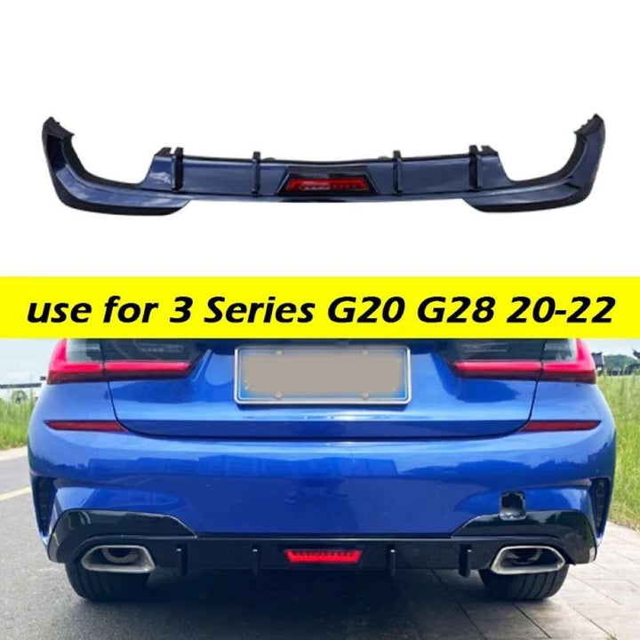 Car Craft Compatible With Bmw 3 Series G20 2019-2022 Rear Bumper After Lip Splitter Skirts Diffuser F1 Style Led Light Ar-bm-0265 Glossy Black - CAR CRAFT INDIA