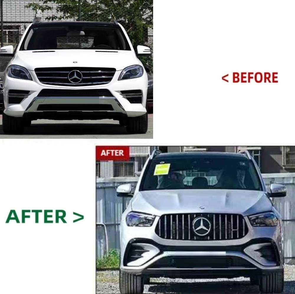 Car Craft Compatible With Mercedes Benz Ml Gle W166 2012-2019 Upgrade Facelift Covert To 2023+ Gle53 Lci Amg Bodykit Bumper Grill Diffuser Headlight Taillight Hood Fender After Lip 1:1 - CAR CRAFT INDIA