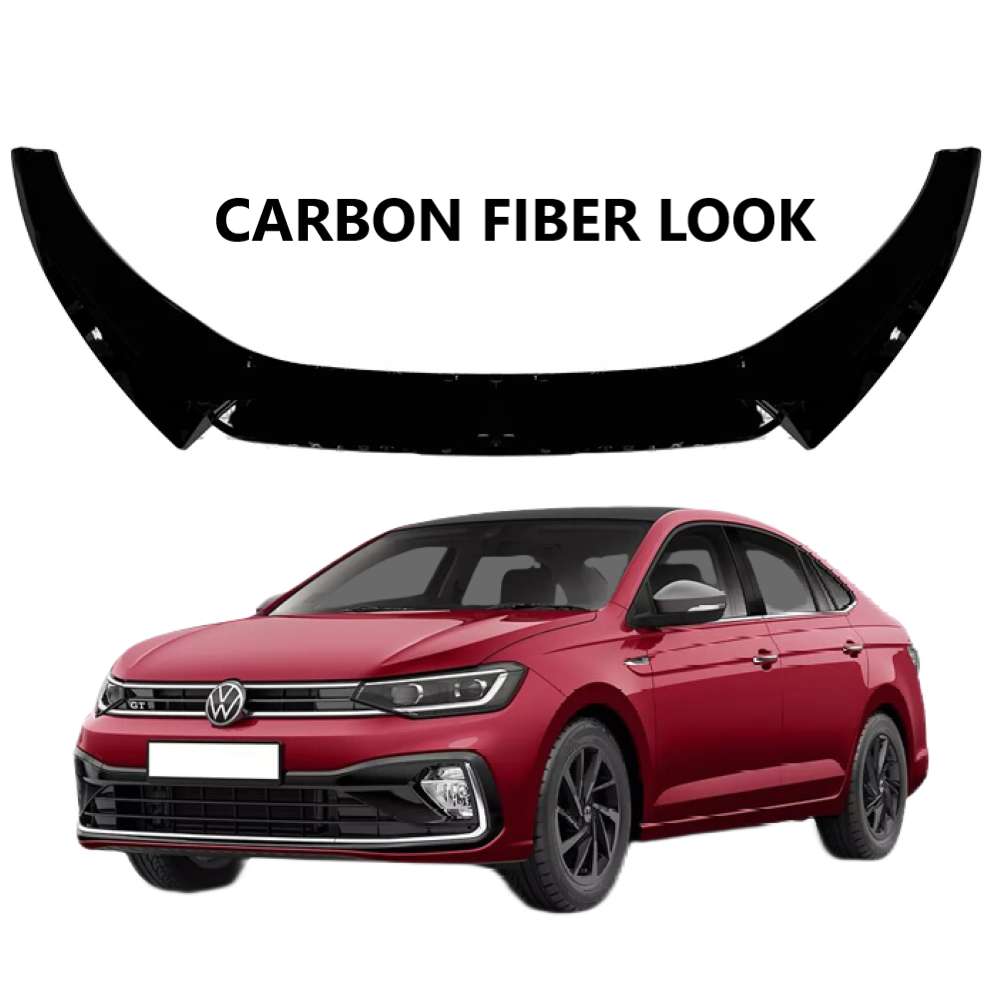 Car Craft Compatible With Vw Volkswagen Virtus 2023+ Front Bumper Lip Splitter Skirts Carbon Fiber Look Ar-vw-0233 Cf CC-7965 - CAR CRAFT INDIA