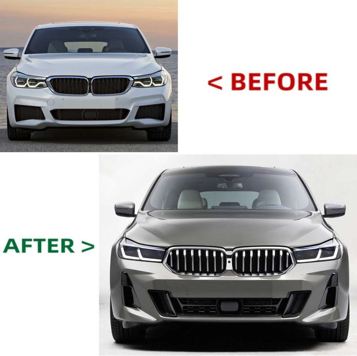 Car Craft Compatible With Bmw 6 Series Gt G32 2018-2020 To 2021+ Lci Upgrade Facelift Conversion Bodykit Bumper Headlight