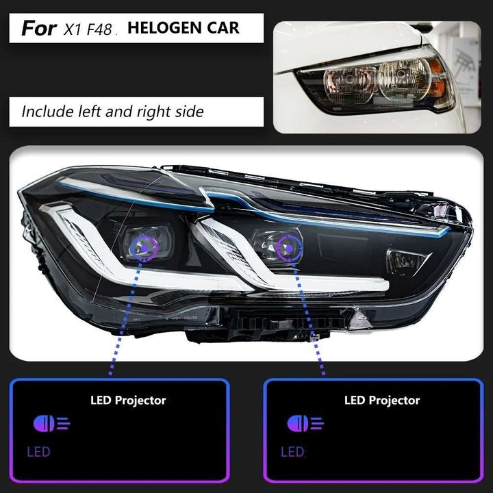 Car Craft Compatible With Bmw X1 F48 2016-2019 Car Front Upgraded Head Light Lamp Xenon Headlight Retrofit Upgrade Modified Led Drl Hid Laser Style For Helogen Car CC-8166 - CAR CRAFT INDIA