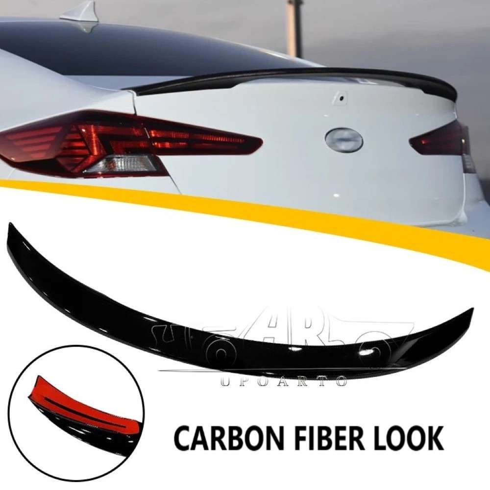 Car Craft Compatible With Hyundai Elantra 2019 Rear Trunk Wing Boot Spoiler Lip Splitter Skirt Ar-hyundai-025 Cf Carbon Fiber Look - CAR CRAFT INDIA