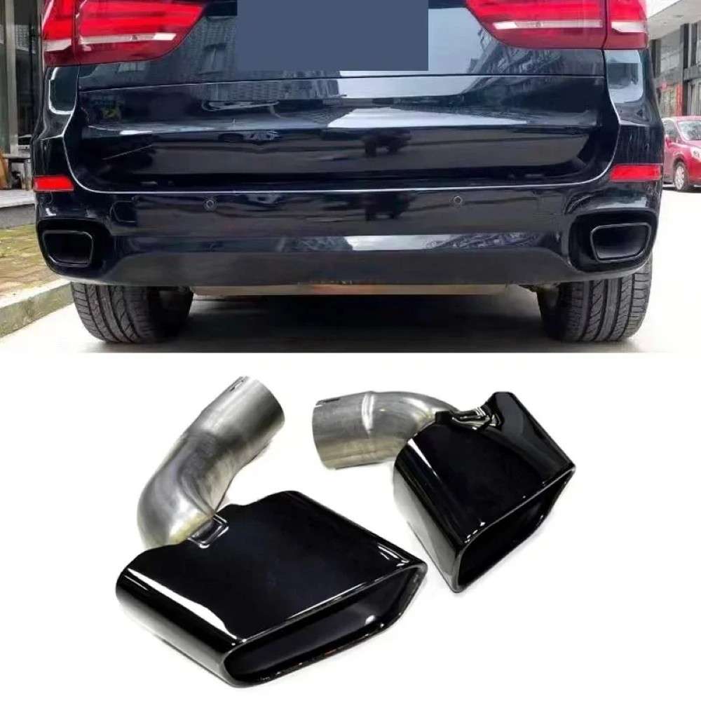 Car Craft Compatible With Bmw X5 F15 2014-2018 Rear Exhaust End Tip Square Muffler Tip Car Exhaust Pipe X Series Tailpipe M Sport Black - CAR CRAFT INDIA