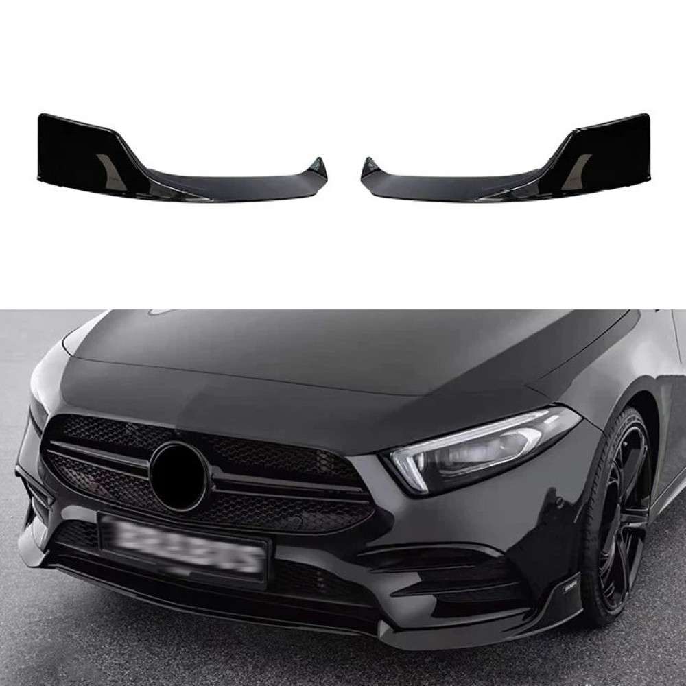 Car Craft Compatible With Mercedes Benz A Class W177 2019-2024 Amg Front Bumper Lip Splitter Skirts Brabus Style Ar-benz-083 Glossy Black - CAR CRAFT INDIA