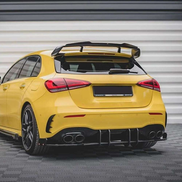 Car Craft Compatible With Mercedes Benz A Class W177 Hatchback 2019-2024 Amg Rear Bumper After Lip Splitter Skirts Diffuser Blade Style Ar-benz-076 Glossy Black - CAR CRAFT INDIA