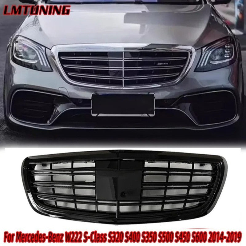 Car Craft Compatible With Mercedes Benz S Class W222 2014-2020 Front Bumper Show Grill Amg S63 S65 Style With Acc Black