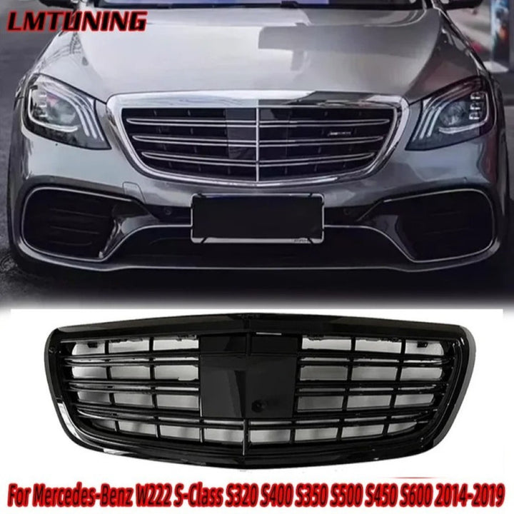 Car Craft Compatible With Mercedes Benz S Class W222 2014-2020 Front Bumper Show Grill Amg S63 S65 Style With Acc Black
