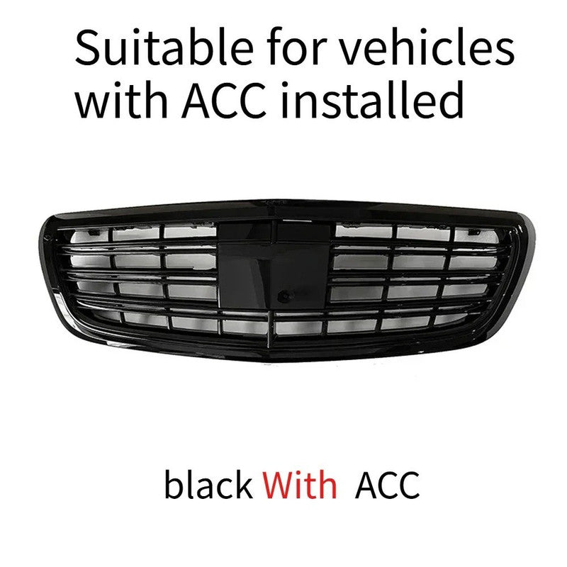 Car Craft Compatible With Mercedes Benz S Class W222 2014-2020 Front Bumper Show Grill Amg S63 S65 Style With Acc Black
