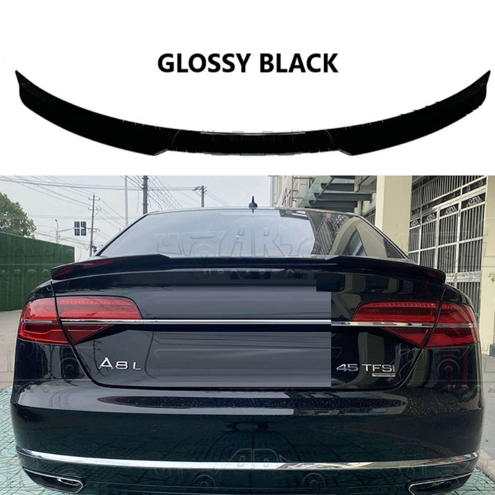 Car Craft Compatible With Audi A8 2010-2017 Rear Trunk Wing Boot Spoiler Lip Splitter Skirt Ar-audi-076 Gb Glossy Black - CAR CRAFT INDIA