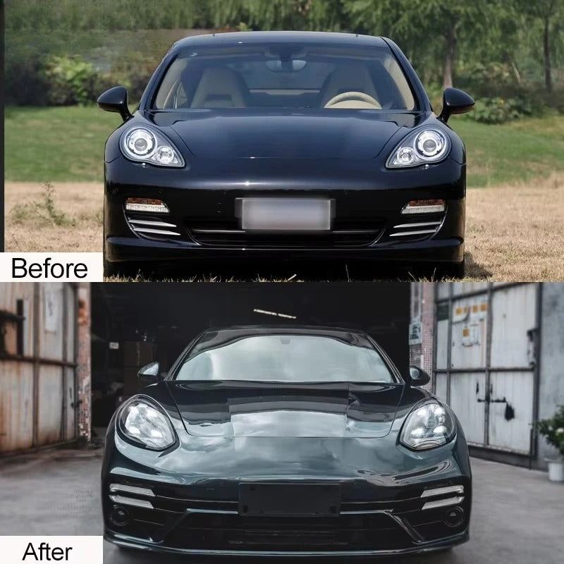 Car Craft Compatible With Porsche Panamera 970 2009-2016 970.1 970.2 Upgrade Facelift Convert To 2017 Turbo 7 Style Modified Bumper Headlights Bodykit Front