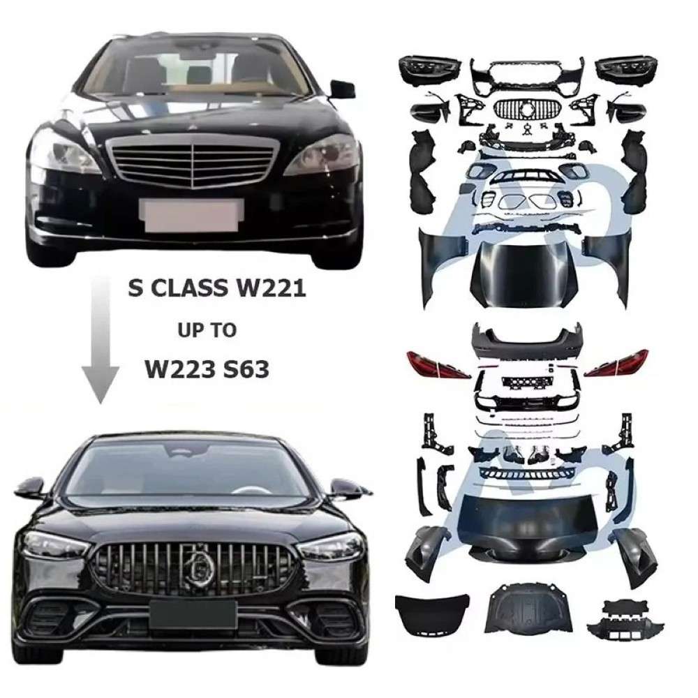 Car Craft Compatible With Mercedes Benz S Class W221 2006-2014 To W223 2023+ Lci Amg S63 Upgrade Facelift Conversion Bodykit Bumper Hood Headlight Taillight