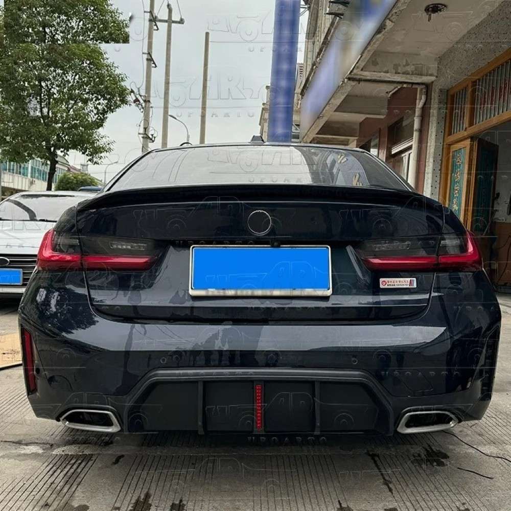 Car Craft Compatible With Bmw 3 Series G20 Lci 2023+ Rear Bumper After Lip Splitter Skirts Diffuser F1 Style Led Light Ar-bm-0259 Cf Carbon Fiber Look - CAR CRAFT INDIA
