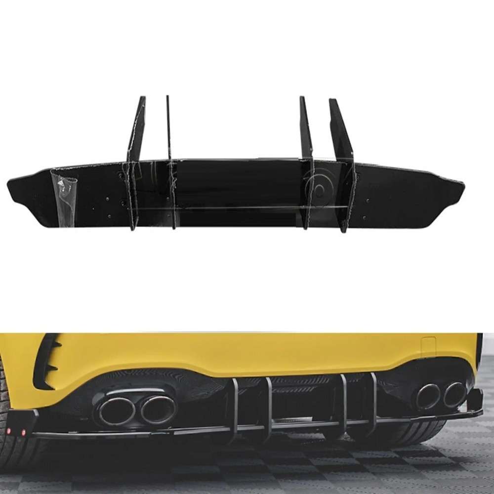 Car Craft Compatible With Mercedes Benz A Class W177 Hatchback 2019-2024 Amg Rear Bumper After Lip Splitter Skirts Diffuser Blade Style Ar-benz-076 Glossy Black - CAR CRAFT INDIA