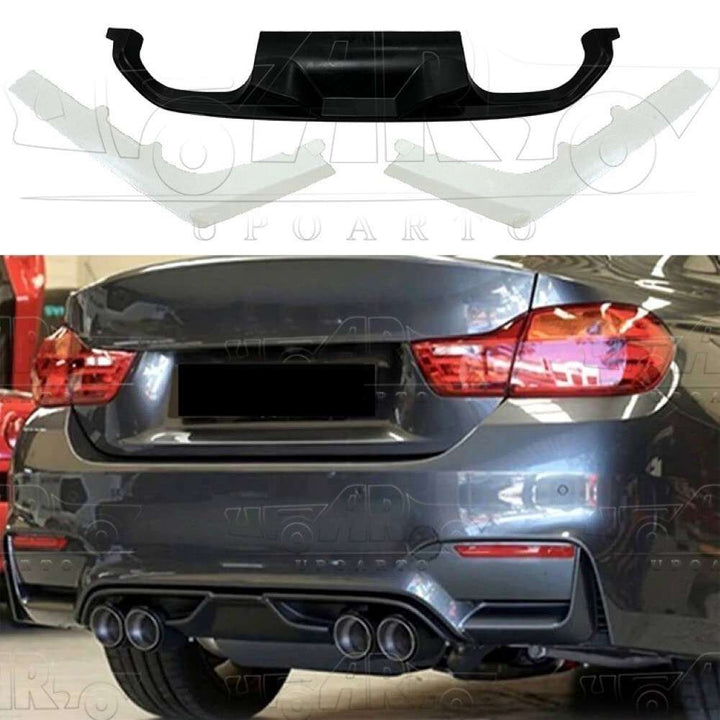 Car Craft Compatible With Bmw 3 Series F80 F82 M3 M4 2012-2018 Rear Bumper After Lip Splitter Skirts Diffuser Ak Style Ar-bm-0179 Cf Carbon Fiber Look - CAR CRAFT INDIA