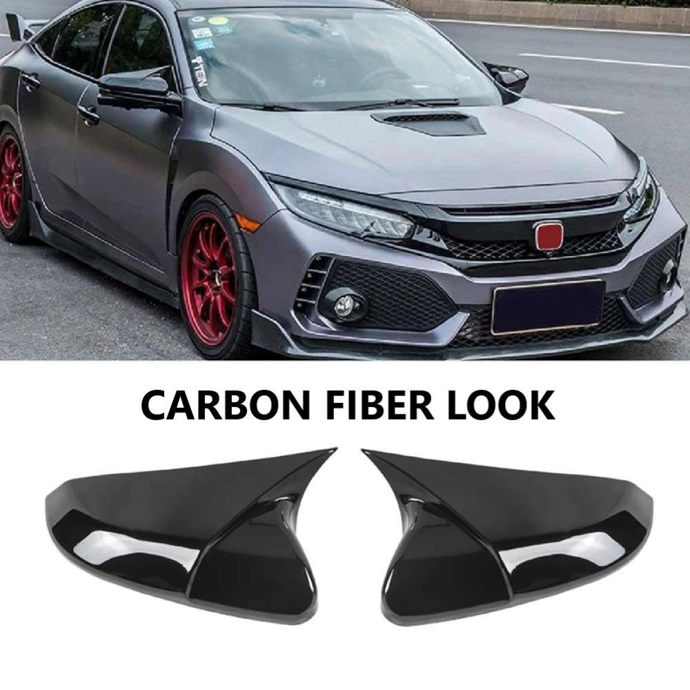 Car Craft Compatible With Honda Civic 2016-2021 Side Rear View Case Wing Cap Shell Housing Mirror Covers 3m Tape Pasting Style Ar-mr-013 Cf Carbon Fiber Look CC-8063 - CAR CRAFT INDIA