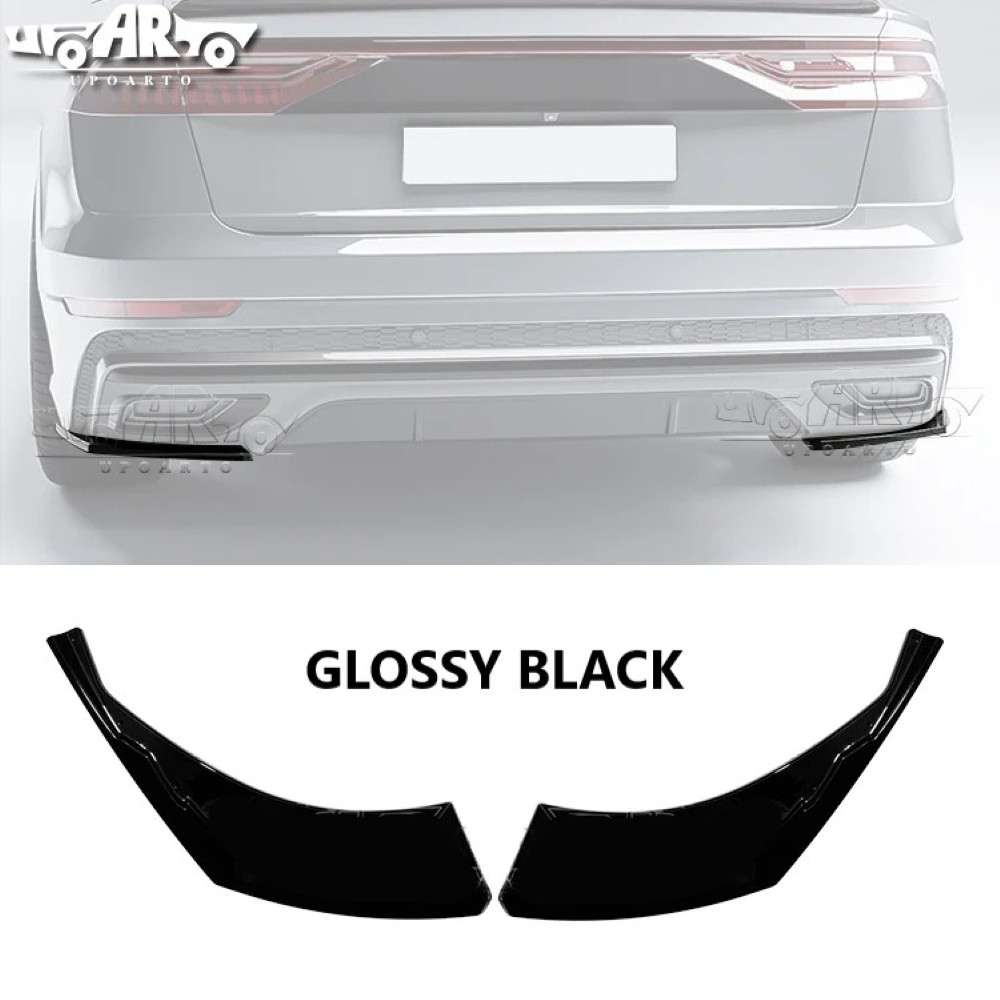 Car Craft Compatible With Audi Q8 2018-2023 S Line Rear Side Bumper Lip Splitter Skirts Diffuser Ar-audi-084 Gb Glossy Black - CAR CRAFT INDIA