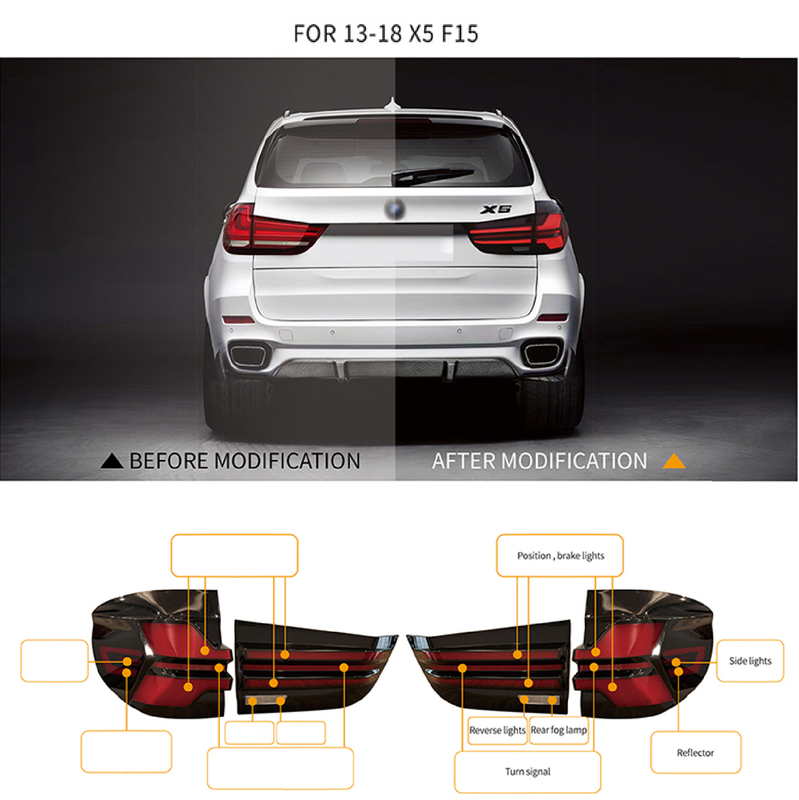 Car Craft Compatible With Bmw 5 X5 F15 2014-2018 Car Rear Upgraded Tail Light Lamp Xenon Taillight Retrofit Upgrade Modified Led Drl Hid Light G05 Style Red - CAR CRAFT INDIA