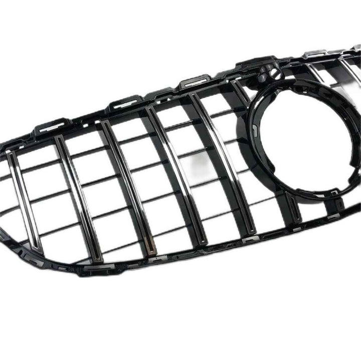 Car Craft Compatible With Mercedes Benz C Class W205 C205 Coupe 2019-2021 Upgrade Front Bumper Amg C63 Show Grill With Camera Hole Gtr Silver Chrome Gc W205/c205-009 W Hole