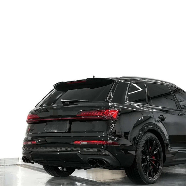 Car Craft Compatible With Audi Q7 2021-2023 Upgraded Rsq7 Sq7 Front Bumper Show Grill Rear After Lip Bumper Diffuser With Acc Glossy Black Frame Black Strip All Logo Silver Rear Lip Black Q7-005 Gc