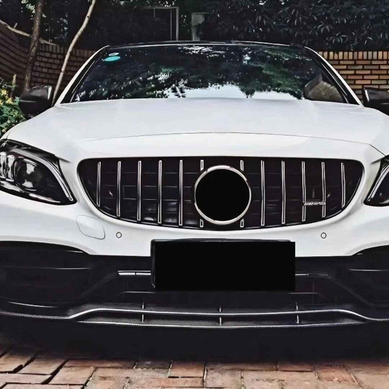 Car Craft Compatible With Mercedes Benz C Class W205 C205 Coupe 2019-2021 Upgrade Front Bumper Amg C63 Show Grill Without Camera Hole Gtr Glossy Black Gc W205/c205-010
