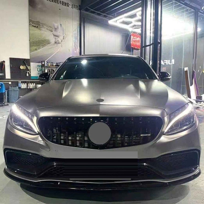 Car Craft Compatible With Mercedes Benz C Class W205 C205 Coupe 2019-2021 Upgrade Front Bumper Amg C63 Show Grill Without Camera Hole Gtr Silver Chrome Gc W205/c205-009