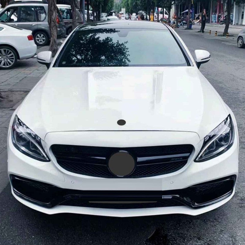 Car Craft Compatible With Mercedes Benz C Class W205 C205 Coupe 2015-2018 Upgrade Front Bumper Amg C63 Show Grill Without Camera Hole Amg Silver Chrome Gc W205/c205-001