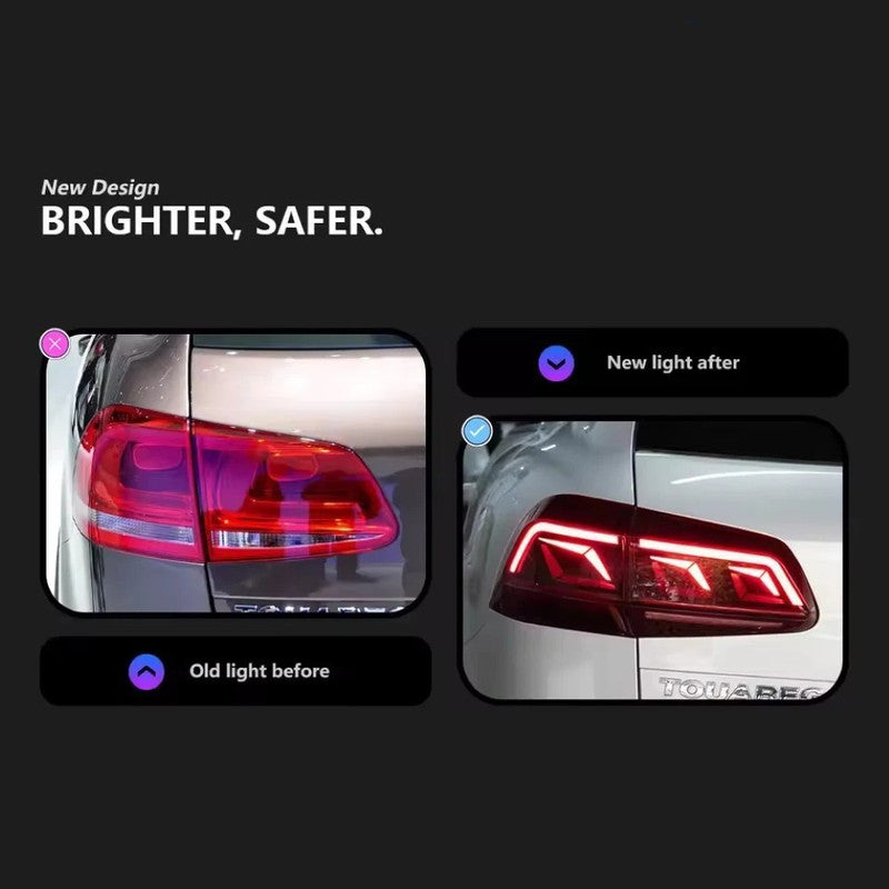 Car Craft Compatible With Vw Volkswagen Touareg 2011-2018 Led Tail Light Tail Lamp Light 2007-2016 Dynamic Signal Taillight Drl Brake Reverse Red For Helogen Car