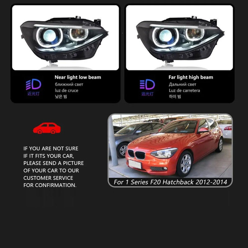 Car Craft Compatible With Bmw 1 Series F20 2011-2014 Car Front Upgraded Head Light Lamp Xenon Headlight Retrofit Upgrade Modified Led Drl Hid Led Lci Style For Helogen Car
