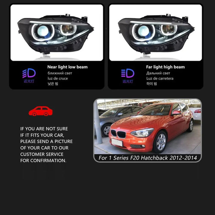 Car Craft Compatible With Bmw 1 Series F20 2011-2014 Car Front Upgraded Head Light Lamp Xenon Headlight Retrofit Upgrade Modified Led Drl Hid Led Lci Style For Helogen Car