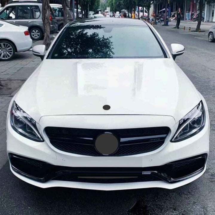 Car Craft Compatible With Mercedes Benz C Class W205 C205 Coupe 2019-2021 Upgrade Front Bumper Amg C63 Show Grill With Camera Hole Amg Silver Chrome Gc W205/c205-007 W Hole