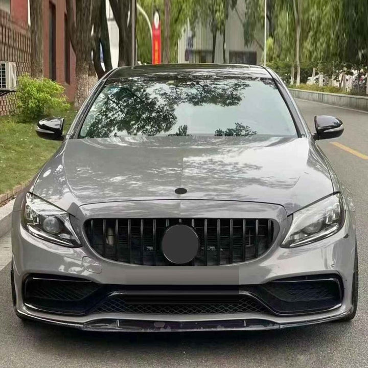 Car Craft Compatible With Mercedes Benz C Class W205 C205 Coupe 2019-2021 Upgrade Front Bumper Amg C63 Show Grill Without Camera Hole Gtr Glossy Black Gc W205/c205-010