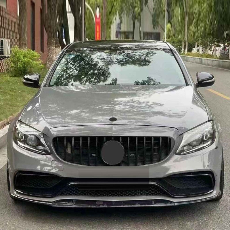 Car Craft Compatible With Mercedes Benz C Class W205 C205 Coupe 2019-2021 Upgrade Front Bumper Amg C63 Show Grill Without Camera Hole Gtr Silver Chrome Gc W205/c205-009