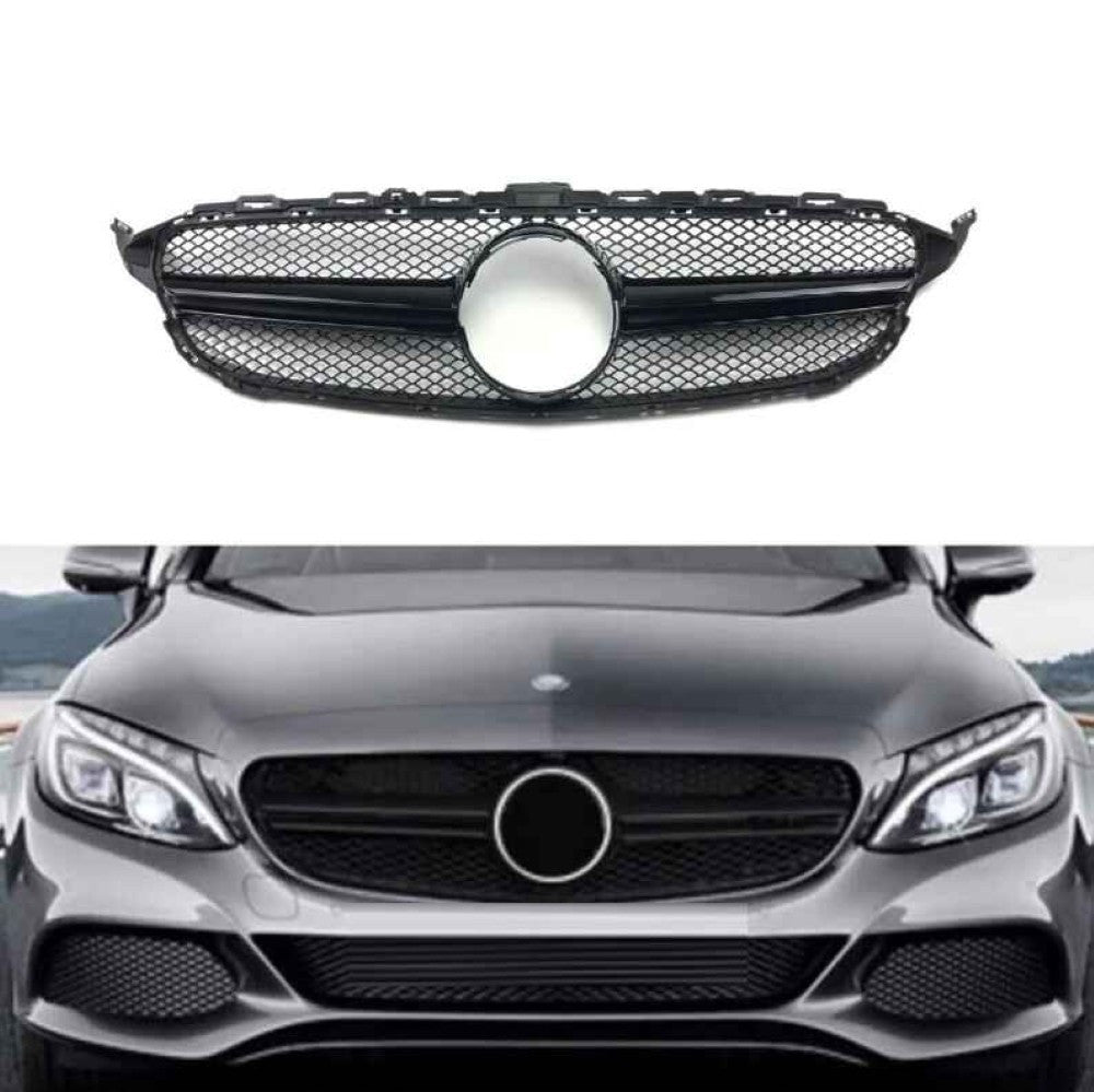 Car Craft Compatible With Mercedes Benz C Class W205 C205 Coupe 2019-2021 Upgrade Front Bumper Amg C63 Show Grill Without Camera Hole Amg Glossy Black Gc W205/c205-008
