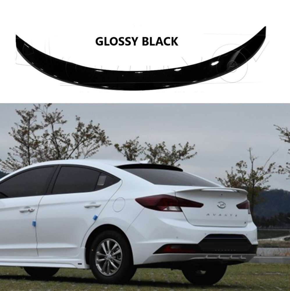 Car Craft Compatible With Hyundai Elantra 2019 Rear Trunk Wing Boot Spoiler Lip Splitter Skirt Ar-hyundai-025 Glossy Black