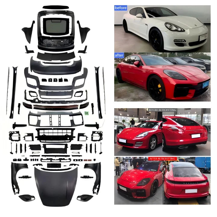 Car Craft Compatible With Porsche Panamera 2009-2016 970 Car Upgrade Facelift Upgrade Convert To 976 Gts 2025 Bodykit Bumper Headlight Taillight Trunk Hood Fender Glass Gts Style