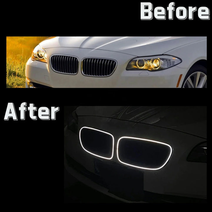 Car Craft Compatible With Bmw 5 Series F10 F18 2010-2017 Front Bumper Luminous Illuminated Led Glow Grill Dual Slate Black CC-5374-16